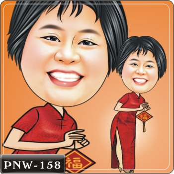 賀年Q版畫.女生人像Q版漫畫PNW-158